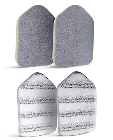 MOSEN Replacement Head Scrubber Pad for Tub Tile Scrubber Brush - Include 2 Scouring Pad and 2 Microfiber Pad