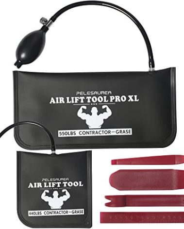 Pelesaurea Air Wedge Bag, Professional Air Wedge Pump Leveling Kit & Alignment Tool, Commercial Grade Inflatable Shim Bag with 4 Tools - 2 pcs Different Sizes Air Wedge