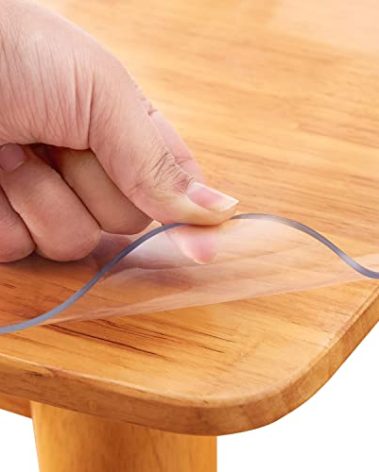 PVC Table Cover Protector - Clear Plastic Tablecloth 48x72 Inch Vinyl Table Pad for Dining Room & Desk Topper - Wipeable