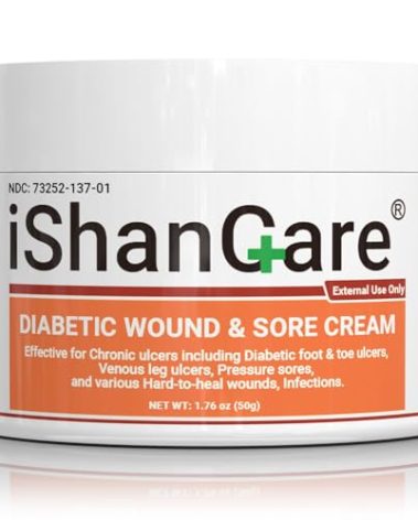 iShanCare® Diabetic Wound Ulcer Cream - First Aid Healing Ointment, Natural Protective Ointment for Leg & Foot Ulcers, Venous Ulcers, Bed Sores, Pressure Sores and Septic Wounds