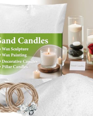 Sukh Sand Candles and Wicks - 450G(0.99lb) White Candle Sand with Wick Refillable Candle Wax for Weddings, Dating, Halloween, Christmas