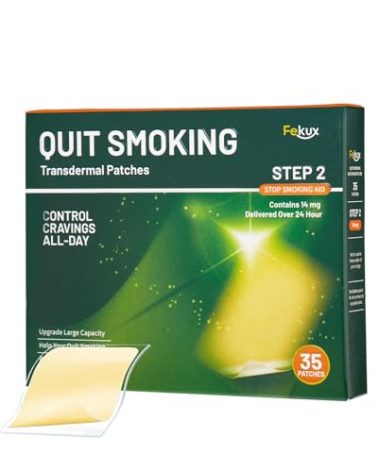 Step 2 Nicotine Patches 14mg - 35 Transdermal Patches | Mid-Quit Transition for 5-10 Cigs/Day, 24HR Craving Control Stop Smoking Aids