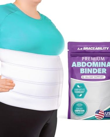BraceAbility Medical Abdominal Stomach Binder - XXL Belly Band Compression for Diastasis Recti, Postpartum, Post-Surgical Wrap for Tummy Tuck Recovery, Post op Ab Binder for Women and Men (2XL 12")