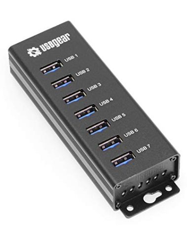 USBGear 7-Port USB 3.2 Gen 1 Charging and SuperSpeed Mountable Data Hub