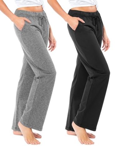 Sexy Basics Women's French Terry Cotton Drawstring Pants | All Season Mid Weight Casual & Lounge Bottoms | Multi Packs