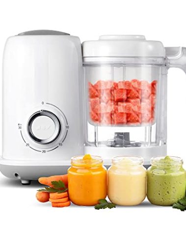 AMZBABYCHEF Baby Food Maker, 4 in 1 Baby Food Processor and Steamer, Puree Blender, Multifunctional Baby Puree Maker, Dishwasher Safe (White)