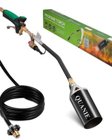 Propane Torch Burner Weed Torch High Output with 10FT Hose,Heavy Duty Blow Torch with Flame Control and Turbo Trigger Push Button Igniter,Flamethrower for Garden Wood Ice Snow Road(black)