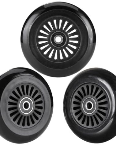 AOWESM Easy Roller Replacement Wheels w/Bearings ABEC-9 for Ez Rollers Classic Drifter Junior New Twist On A Classic Scooters - Set of 3 (Black)