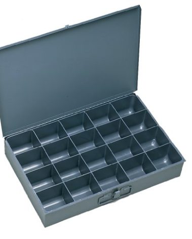 Durham 206-95-IND Gray Cold Rolled Steel Individual Small Scoop Box, 13-3/8" Width x 2" Height x 9-1/4" Depth, 20 Compartment