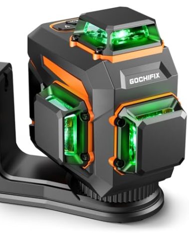 Laser Level 360 Self Leveling Green Line Laser Level Tool Wall Suction Stand Receiver 100ft Line Laser for Picture Hanging Outdoor Rechargeable Battery,3x360