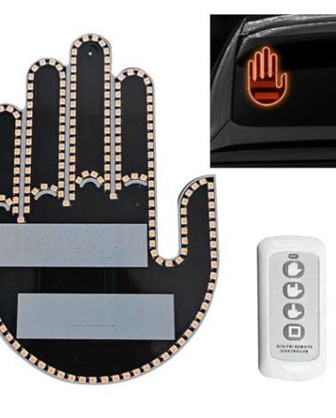 LED Hand Gesture Light for Car, 3 In1 Car Sign Finger Light with Remote Control, Funny Back Window Sign Light Accessories for Cars Trucks, Car Gadgets & Road Rage Signs, No Battery