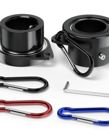 ZMTECH 2 Pack Flag Pole Rings,Black Aluminum Alloy Flagpole Rings 360° Rotating Anti Wrap Mounting Ring with Colored Metal Clips for 0.75-1.00 Inch Diameter Flagpole