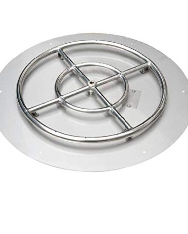Stanbroil Stainless Steel 24" Round Flat Fire Pit Burner Pan w/18 Fire Ring Installed, BTU 147,000 Max