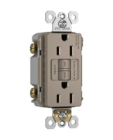 Legrand radiant 1597TRNICC4 15 Amp GFCI Self Test Tamper Resistant Decorator Duplex Outlet, Nickel (1 Count)