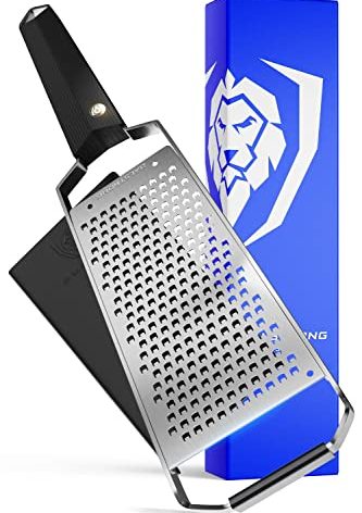 Dalstrong Professional Wide Cheese Grater - Coarse - #304 Stainless Steel Blade - G10 Handle Kitchen Shredder - w/Blade Cover - Hard/Medium Cheese, Shallots, Garlic, Ginger - NSF Certified