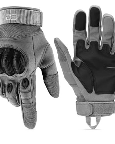Glove Station Tactical Gloves for Men – Touchscreen Utility Gear with Hard Knuckle Protection Used in Motorcycle, Airsoft, Combat, Police, Shooting & Outdoor Work Gray - Hard Knuckle Small