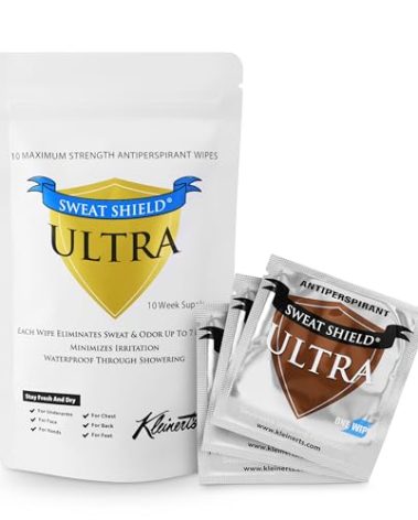 Sweat Shield Ultra Antiperspirant Wipes - Reduce Sweat Up To 7 Days Per Wipe (Pack of 10). Clinical Strength. Dermatologist Recommended.