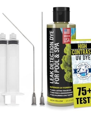 Pool Leak Detection Dye Kit - with 2 Precision Applicators - Made in USA - Superior Long Lasting UV Pool Dye Easily Locates Leaks - for All Pool, Spa, & Hot Tub Types - 8 OZ (Fluorescent Yellow)