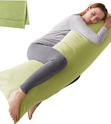 ELNIDO QUEEN Body Pillow with Pillowcase - Soft Long Bed Pillow for Adults - Breathable Full Body Pillow Insert for Sleeping, 20x54inches - Sage Green