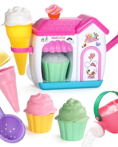 Bath Toys for Kids Ages 4-8 Ice Cream Bath Toys for Kids Ages 3-5 Bathtub Ice Cream Foam Maker Bubble Pretend Cake Play Set for Toddlers 2-4 5 6 Year Old Girls Boys Christmas Holiday Birthday Gifts
