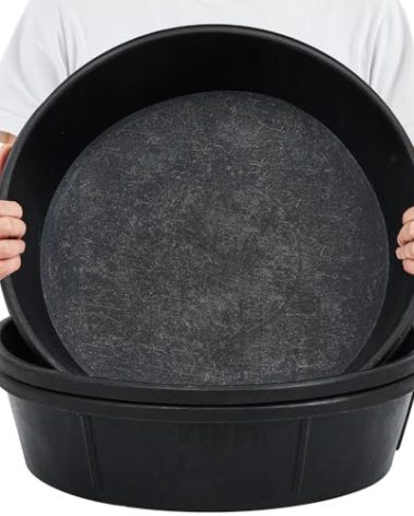 Sadnyy 3 Pcs 3 Gallon Rubber Feeder Pan Utility Horse Feed Bucket Pig Bowl for Cats Dogs Goats Chicken Dust Bath Container Animal Feeding, 17.5 x 5.3 inches/ 44.5 x 13.5 cm