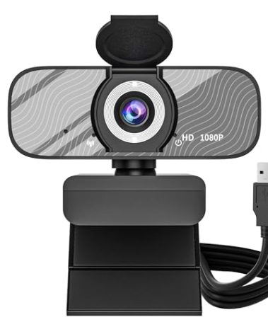 Gozvrpus USB HD Webcam with Built-in Microphone and Rotatable Tripod, 1080P Video, Wide Angle Camera, Privacy Cover, for Desktop PC or Laptop Computer （Grey）