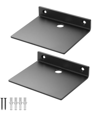 YUjieSTC Small Wall Shelf,3.0mm Aluminum Alloy Small Floating Shelf,for Bathroom, Bedroom, Living Room, Kitchen,Office(5 Inch Black, Set of 2)