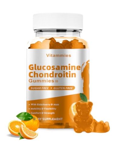 Glucosamine Chondroitin Gummies with MSM & Elderberry Extra Strength - Joint Support, Antioxidant Immune Support Supplement for Adults, Men & Women Minerals, coenzyme Q10, DHA - 60 Orange Gummies