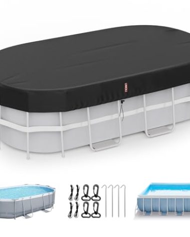 LXKCKJ Rectangular Pool Cover for above Ground Pools, Heavy Duty Winter Cover Ideal for Waterproof and Dustproof (9x18 FT, Black)
