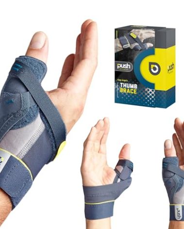 Push Sports Thumb Brace for Thumb MP Joint Injuries. Relief for Skier's Thumb and Ligament Injuries. Can be Worn Under Gloves to Provide Stability During Sports. (Left Medium) - Not for CMC Support