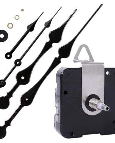 EMOON High Torque Clock Movement Mechanism with 11 Inch Long Spade Hands, Quartz Clock Motor Kit for Custom Repair Clock, Total Shaft Length 1 1/8 in (Black)