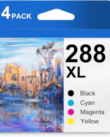 288XL Ink Cartridges with Latest Chip Replacement for 288 288XL DURABrite Ultra Ink Black & Standard Color Cartridge Combo Pack for Expression XP-440 XP-330 Printer (Black, Cyan, Magenta, Yellow)