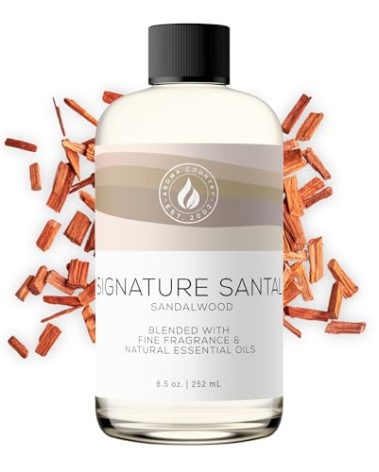 Aroma Country Signature Santal Diffuser Oil - Luxury Essential Oils for Diffuser Refill & Air Freshener Room Spray - Long-Lasting & Natural Home Fragrance, Sandalwood Scented Oil (8.5 Fl. oz)