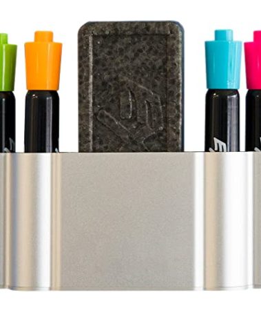 Glassboard Studio Magnetic Dry Erase Marker Holder - Aluminum Organizer with Powerful Neodymium Magnets for Magnetic Glassboards, Whiteboards, Refrigerator, Locker - White board Accessories & Storage