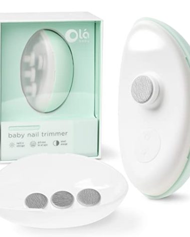 Olababy Rechargeable Electric Baby Nail Trimmer | Newborn Nail Clipper | Electronic File for Babies | Infant/Toddler Nail Grooming Kit | Portable Manicure Essentials | LED Light Fingernail Cutter Set