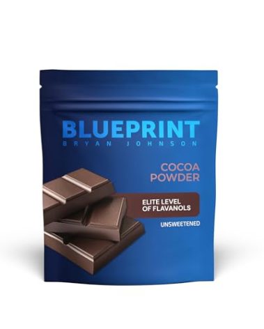 Blueprint Bryan Johnson Non Dairy Cocoa Powder – Elite Level Flavanols – 100% Pure Cocoa – Low Fat Unsweetened Cocoa – Undutched – Keto Friendly – Great for Baking, Cooking & Smoothies – 12oz Bag
