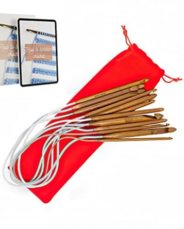 KnitPal 16-inch (40cm) Circular Crochet Hooks Double Ended Tunisian Crochet Hooks Set with Cable for Afghan Crocheting in The Round - 6 US Sizes: J/6mm, K/6.5mm, L/8mm, M/9mm, N/10mm, O/12mm