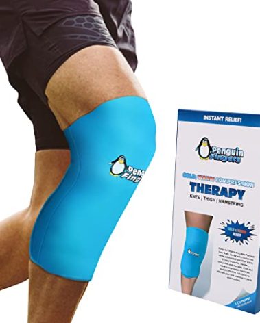 Knee Ice Pack for Injuries Reusable Soft Hot and Cold Gel Wrap for Pain Relief, Legs, Shins, and Arms, Compression to Help Reduce Inflammation, Non-Toxic, Latex Free, Natural Pain Relief Blue