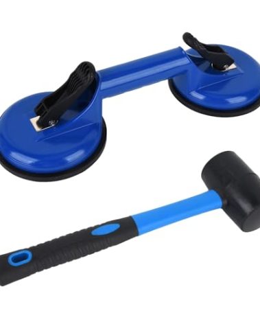 Floor Gap Fixer Tool for Laminate Floor Gap Repair Include Suction Cup and Mallet -Blue Kit(Can't use on scraped surface floor)