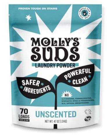 Molly's Suds Original Laundry Detergent Powder | Clean Laundry Detergent Powder for Sensitive Skin | Simple, Effective Ingredients, Stain Fighting | 70 Loads (Unscented)