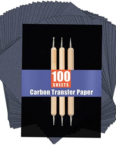 psler 100 Sheets Carbon Paper Sheets, Carbon Transfer Paper with 3PCS Embossing Stylus for DIY Woodworking, Paper, Canvas and Other Art Craft Surfaces(7.3 by 10 Inch)