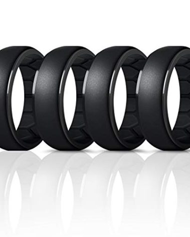 Forthee Silicone Wedding Ring for Men, Breathable Airflow Inner Curve, Mens' Rubber Wedding Engagement Bands for Crossfit Workout, Size 9