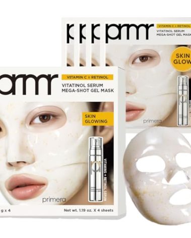 Primera PRMR Vitatinol Serum Gel Mask | Overnight Melting Masks, for Collagen Synthesis with Vitamin C & Retinol, Immediate Pore Tightening, Firming and Hydrating 34g x 4EA