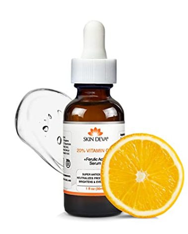 SKIN DEVA 20% Vitamin C Serum for Face with Vitamin E Plus Ferulic Acid Skincare Water Based 1 fl oz 30 ML Rejuvenates Skin to Fresh & Neutralizes Free Radicals to Brighten Even Vitamin Serum