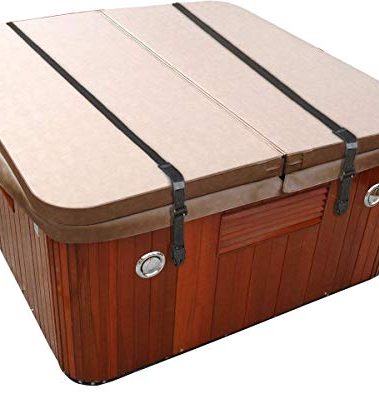 UCEDER 2 PCS Heavy Duty Hot Tub Cover Wind Straps FITS Most SPAS Locks Adjustable Length 67"~116" (Black, 9.5 Ft)