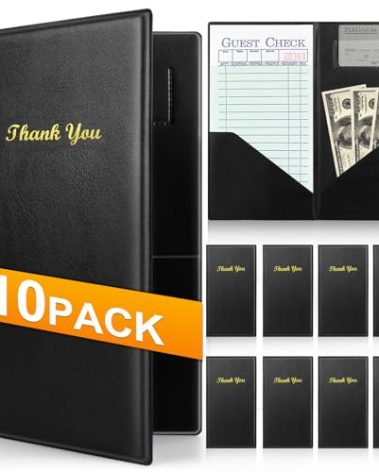 10 Pcs Server Books, Check Presenters for Restaurants, PVC Server Books for Waitress Guest Check Holder