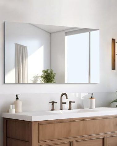 CILIBER Frameless Mirror, 24x40 Inch Rectangle Bathroom Mirrors for Wall, Upgraded Shatterproof Large Vanity Mirror Over Sink with Polished Edge for Bathroom, Bedroom, Living Room and Entryway