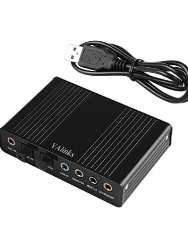VAlinks USB 2.0 External Sound Card 6 Channel 5.1 Surround Optical S/PDIF Audio Sound Card Adapter for PC Laptop Recording Compatible with Windows 10/8 / 7/ XP