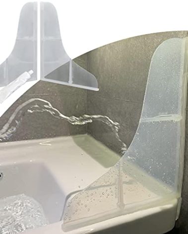 Mofason Silicone Shower Splash Guard, Clear Bathtub Corner Splash Guard, Bathroom Shower Water Guard with Adhesive for Fixing, Can Be Used in Washbasin, Tubs, Sinks Etc - 2Pack