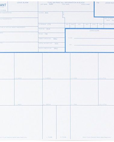 Federal Bureau of Investigation CS-10PK Fingerprint Cards, Applicant Fd-258, Pack of 10